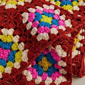 NWOT Urban Outfitters Granny Square Crochet Scarf Rust Cottagecore NEW Vintage